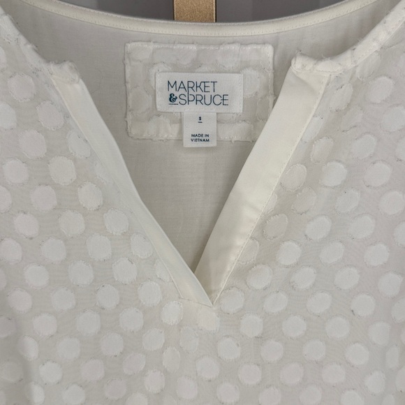 41 HAWTHORN Ezide Polka Dot Textured Mixed Material Tank Top Shirt - White - S - Picture 5 of 12